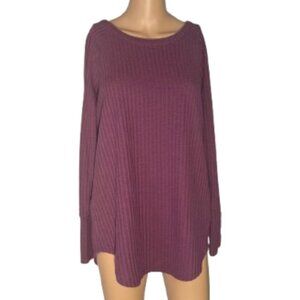 Chaser Thermal Waffle Long Sleeve Knit Top Women's Medium Raspberry Plum